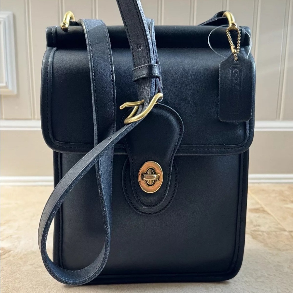 Vintage Coach Murphy Crossbody Bag Navy Blue Leather